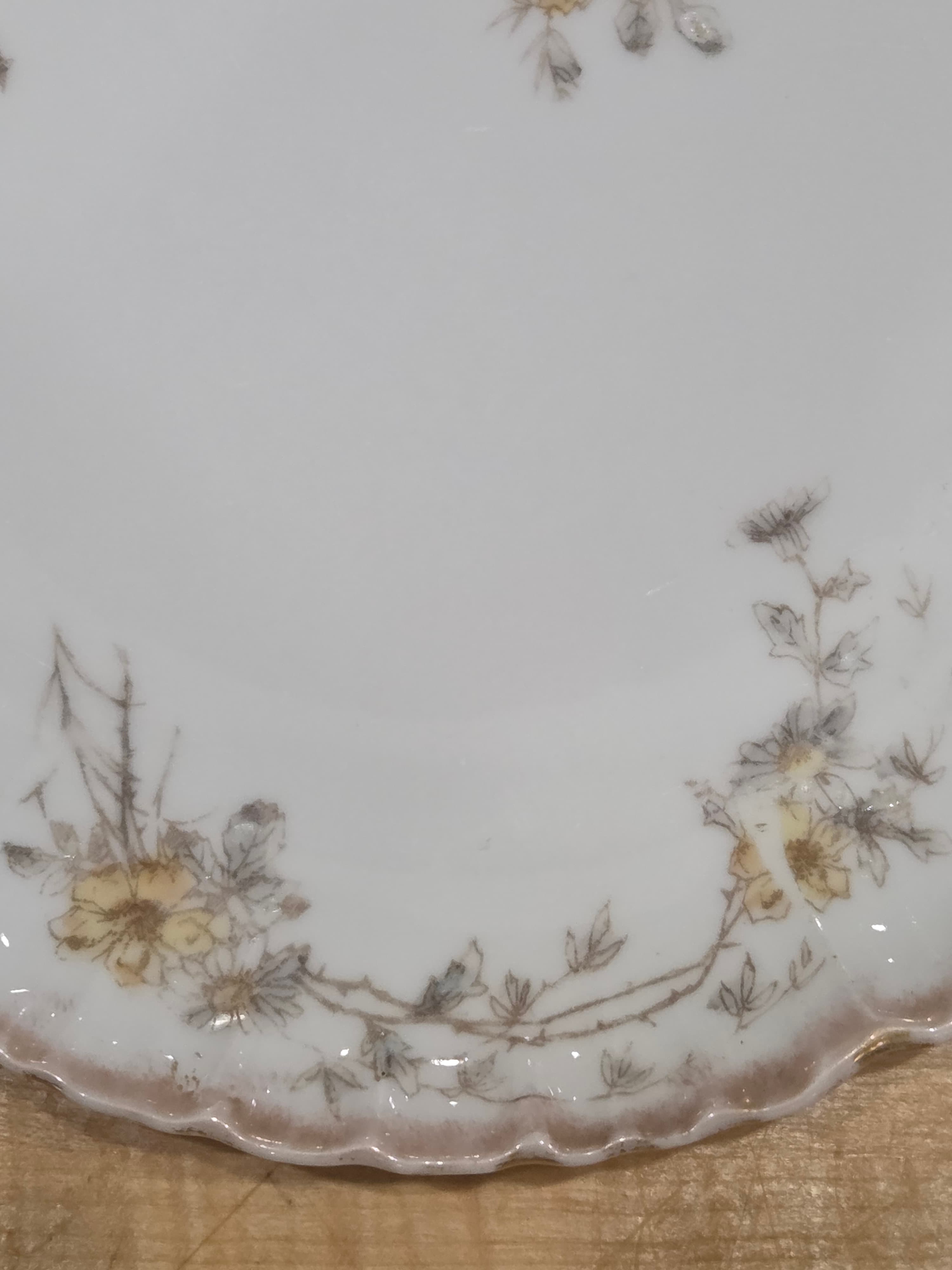 Antique CFH Limoges Yellow Floral Gilt Porcelain Dinner Plate - Thumbnail 3