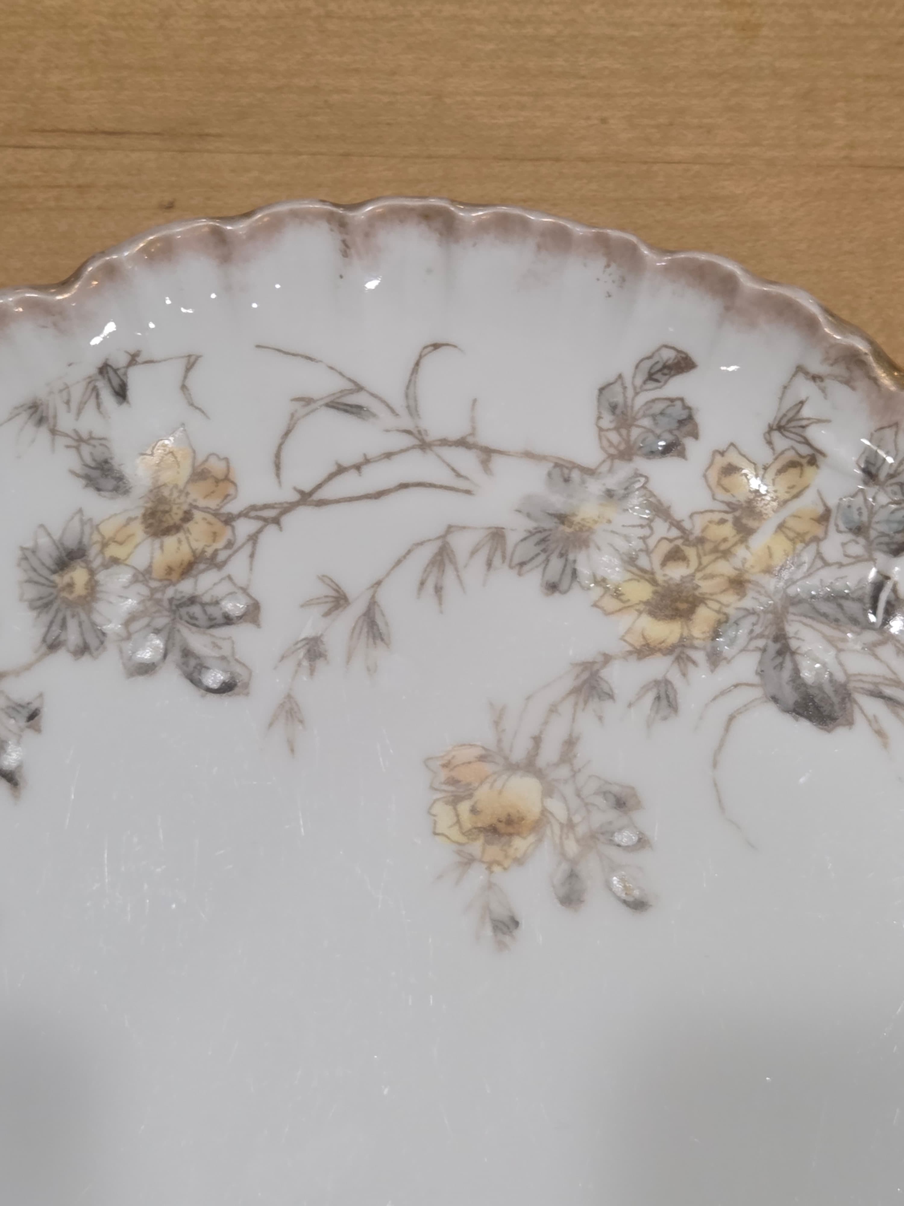 Antique CFH Limoges Yellow Floral Gilt Porcelain Dinner Plate - Thumbnail 2