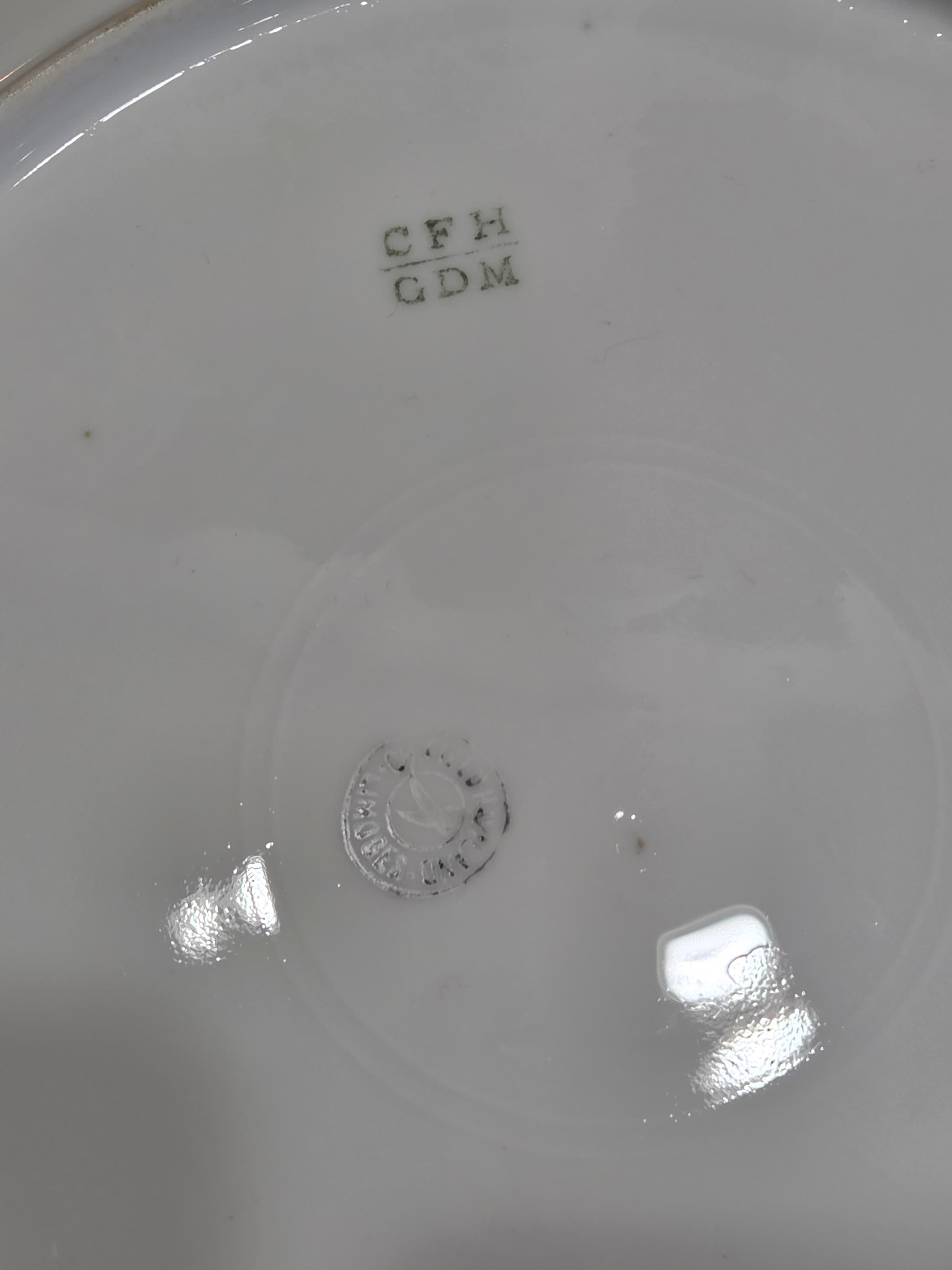 Antique CFH Limoges Yellow Floral Gilt Porcelain Dinner Plate - Thumbnail 4