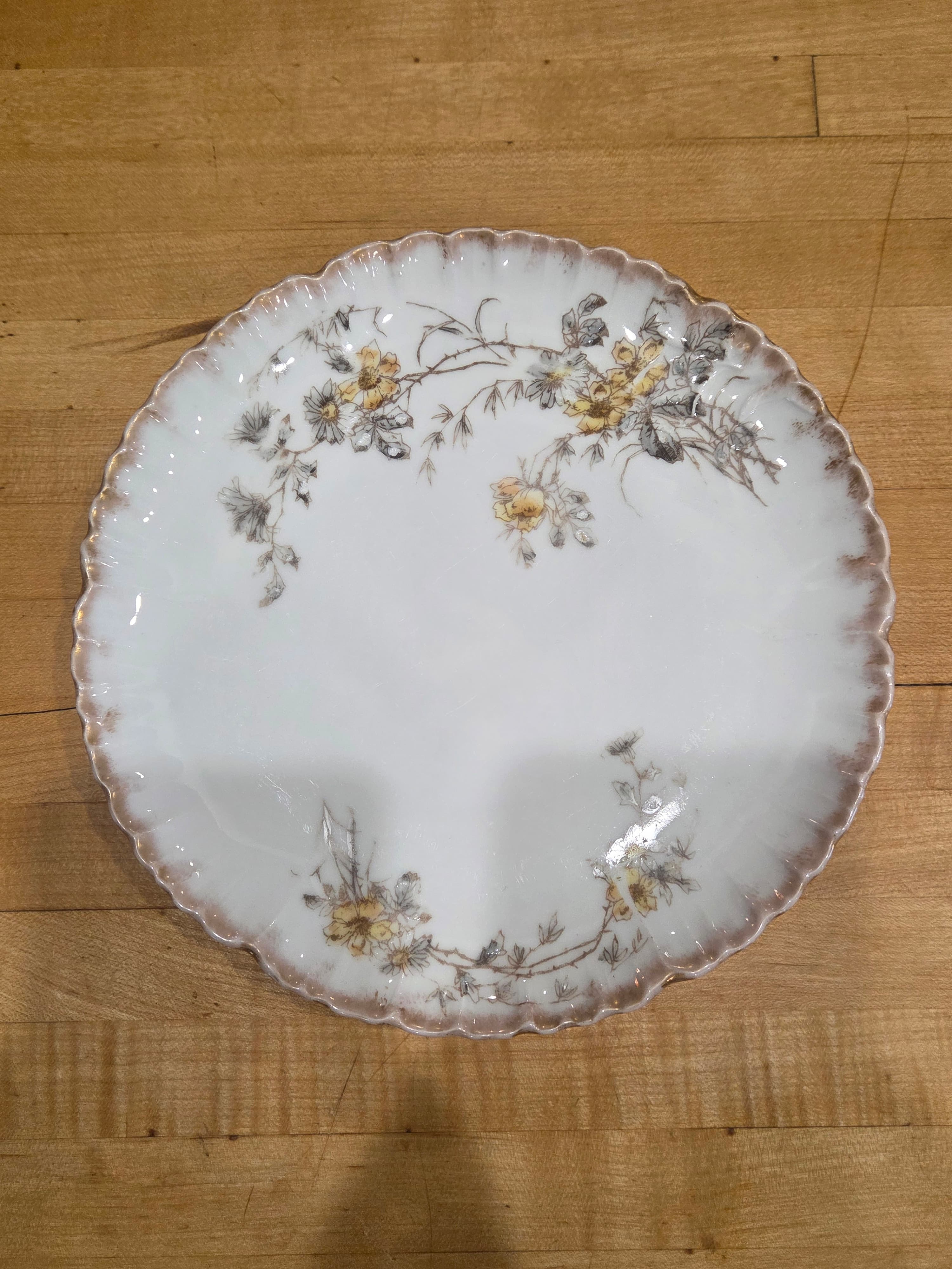 Antique CFH Limoges Yellow Floral Gilt Porcelain Dinner Plate