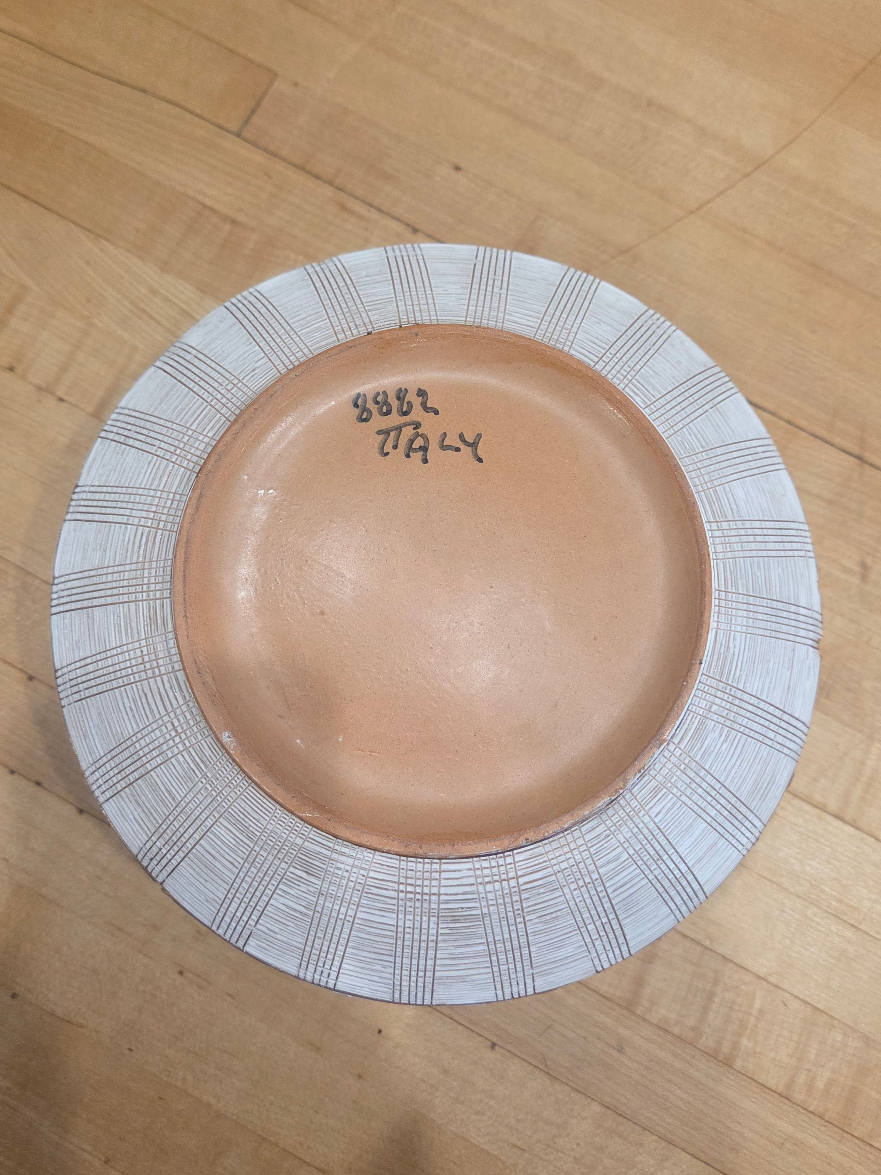 Vintage Italian Art Pottery Seta Sgraffito White Gold Luster Bowl MCM 3882 Italy - Thumbnail 3