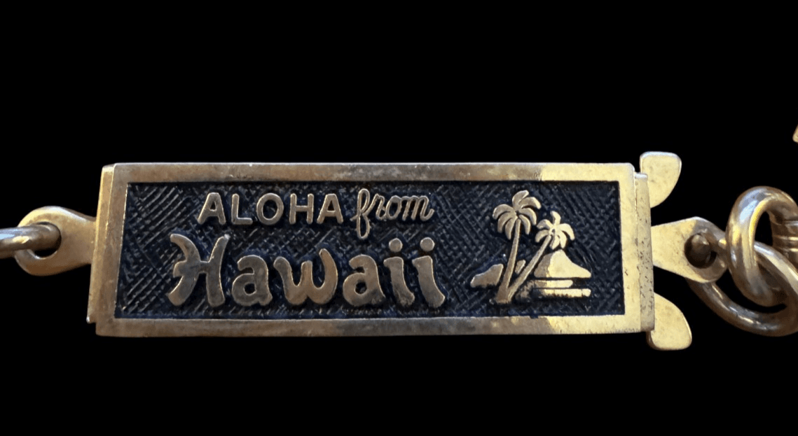 Vintage Goldtone " Aloha from Hawaii" Split Key Ring - Thumbnail 2
