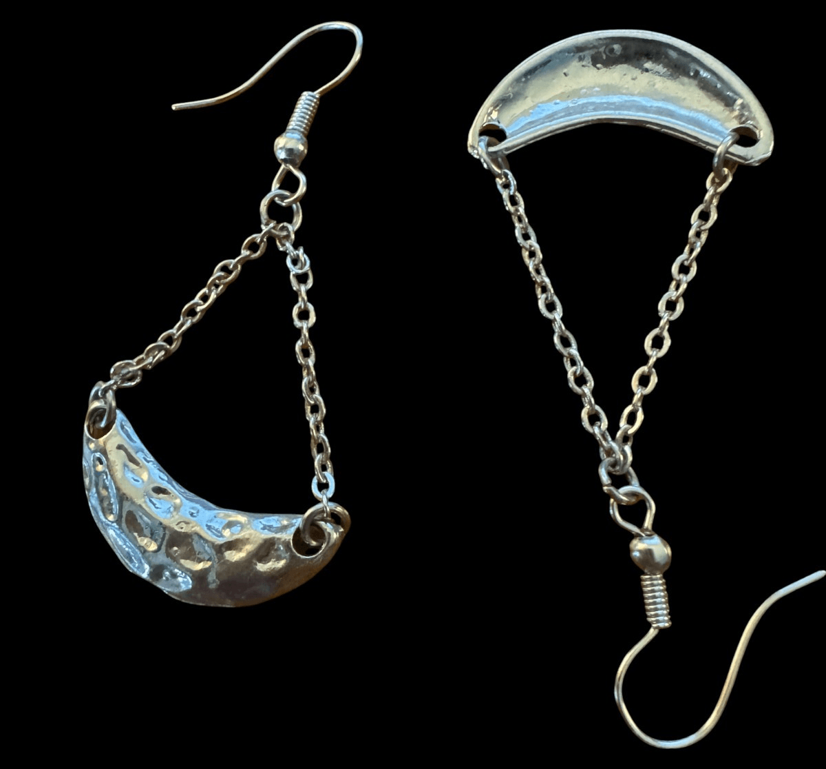 Vintage Earrings 1" Drop Hammered Metal - Thumbnail 2