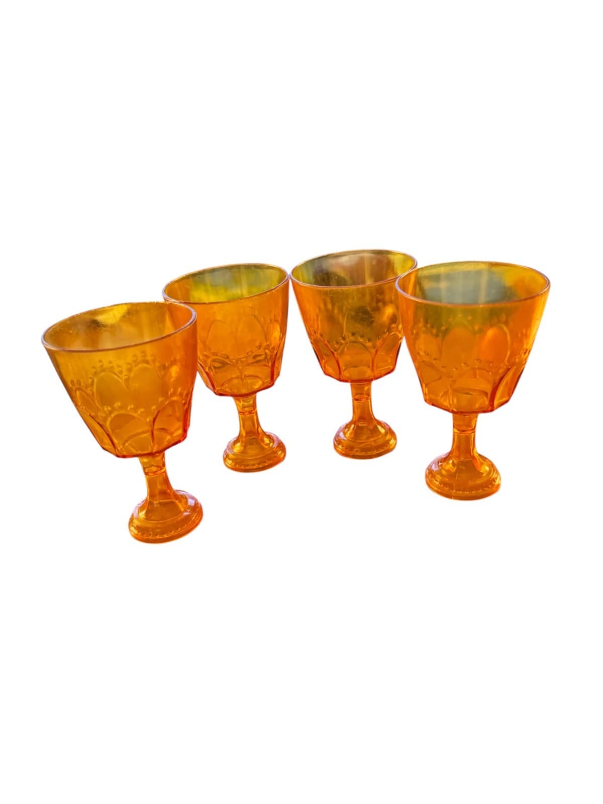Vintage Kid/Doll Dishes 4 Stem Goblets Orange/Amber Color - Thumbnail 2
