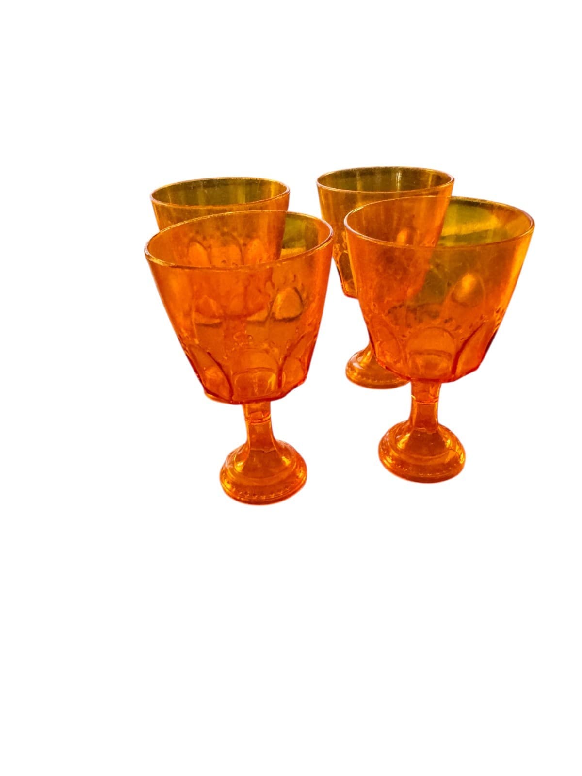 Vintage Kid/Doll Dishes 4 Stem Goblets Orange/Amber Color