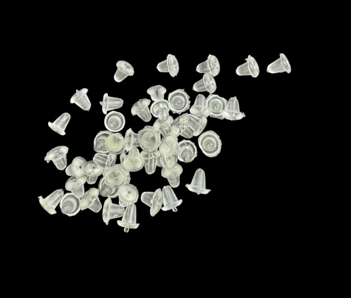 20 Clear Rubber Bullet Earring Safety Backs