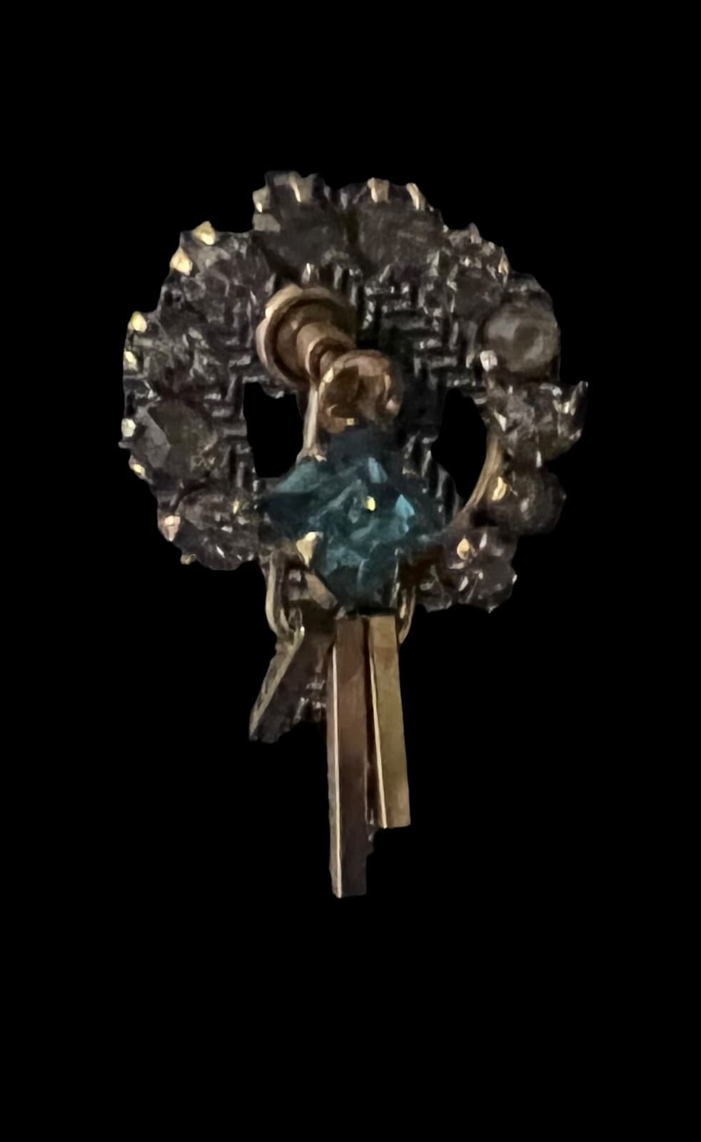Vintage 1/20 12K Gold Filled Rhinestone and Blue Topaz Pin & Screw Back Earrings - Thumbnail 3