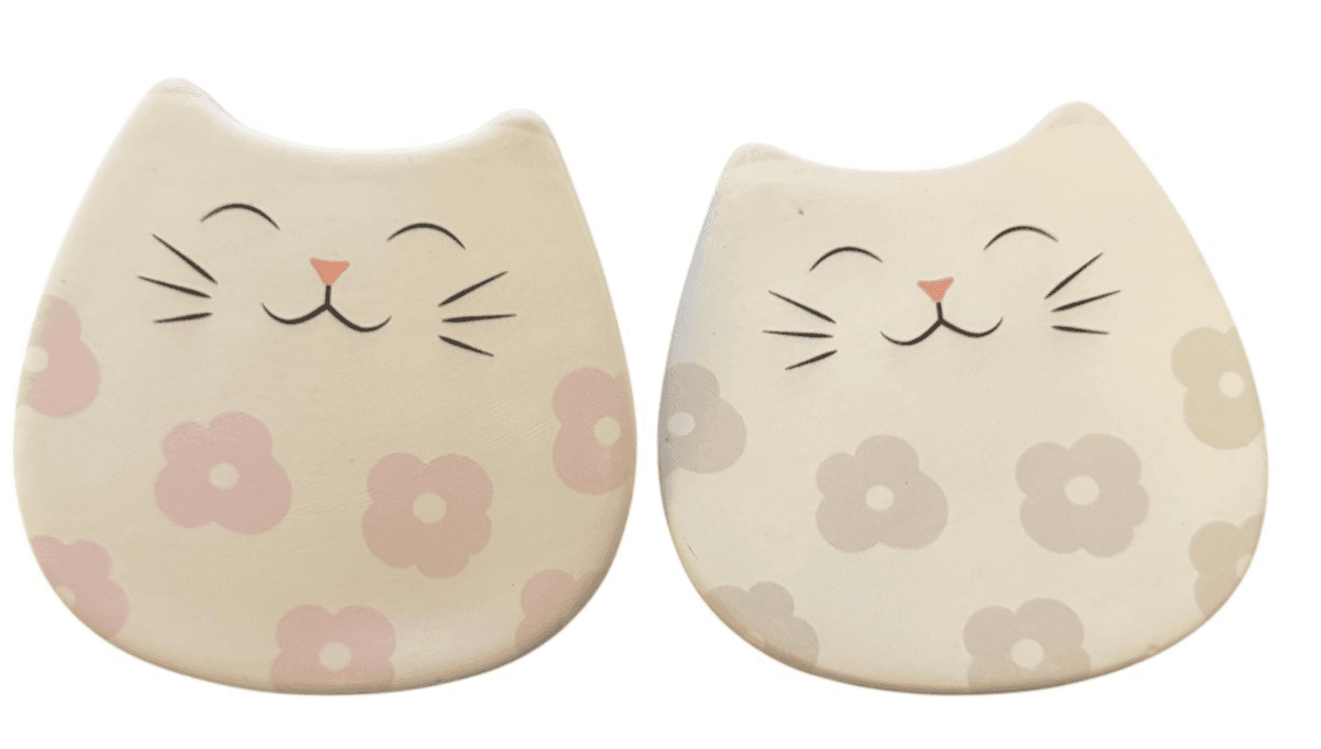 4 Fat Happy Cats Ceramic Stone Cork Back Drink Coasters - Thumbnail 2