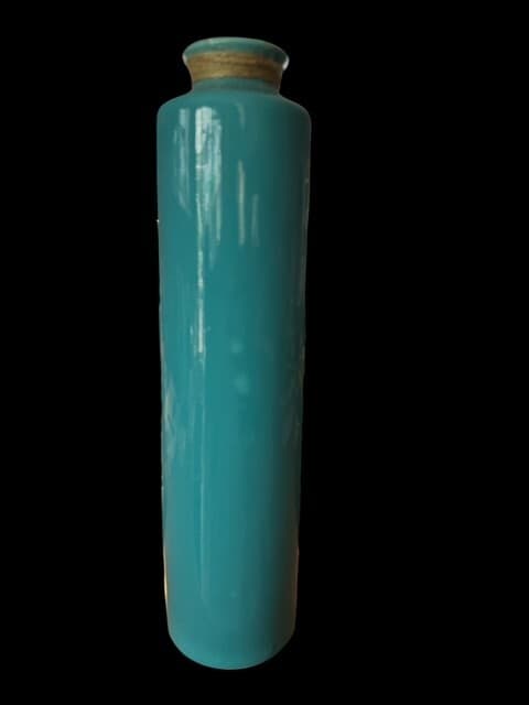 Ocean Blue Turquoise Minimalist Vase with Seahorse 13.25" Tall - Thumbnail 2