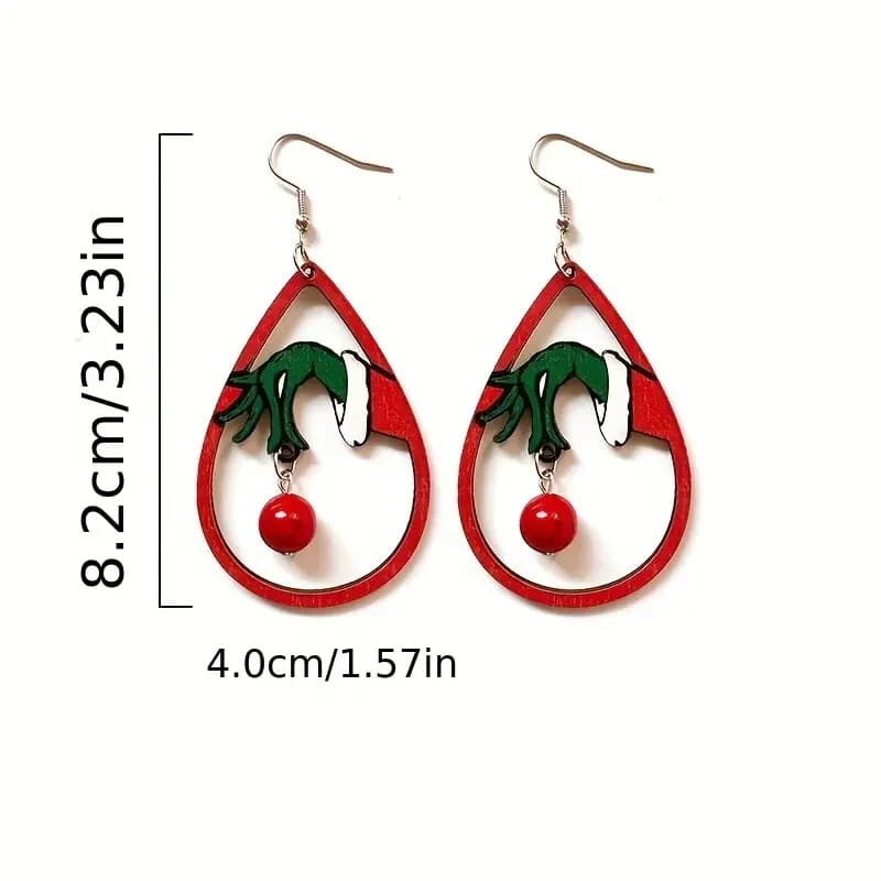 Christmas Grinch Ornament Earrings - Thumbnail 3