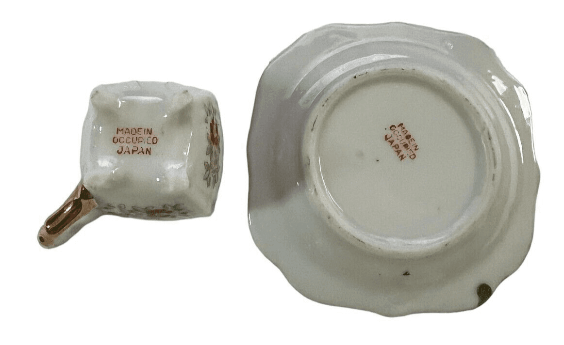 Vintage Kid/Doll Dishes Unique Square Cup 2 pcs Made in Occupied Japan - Thumbnail 3