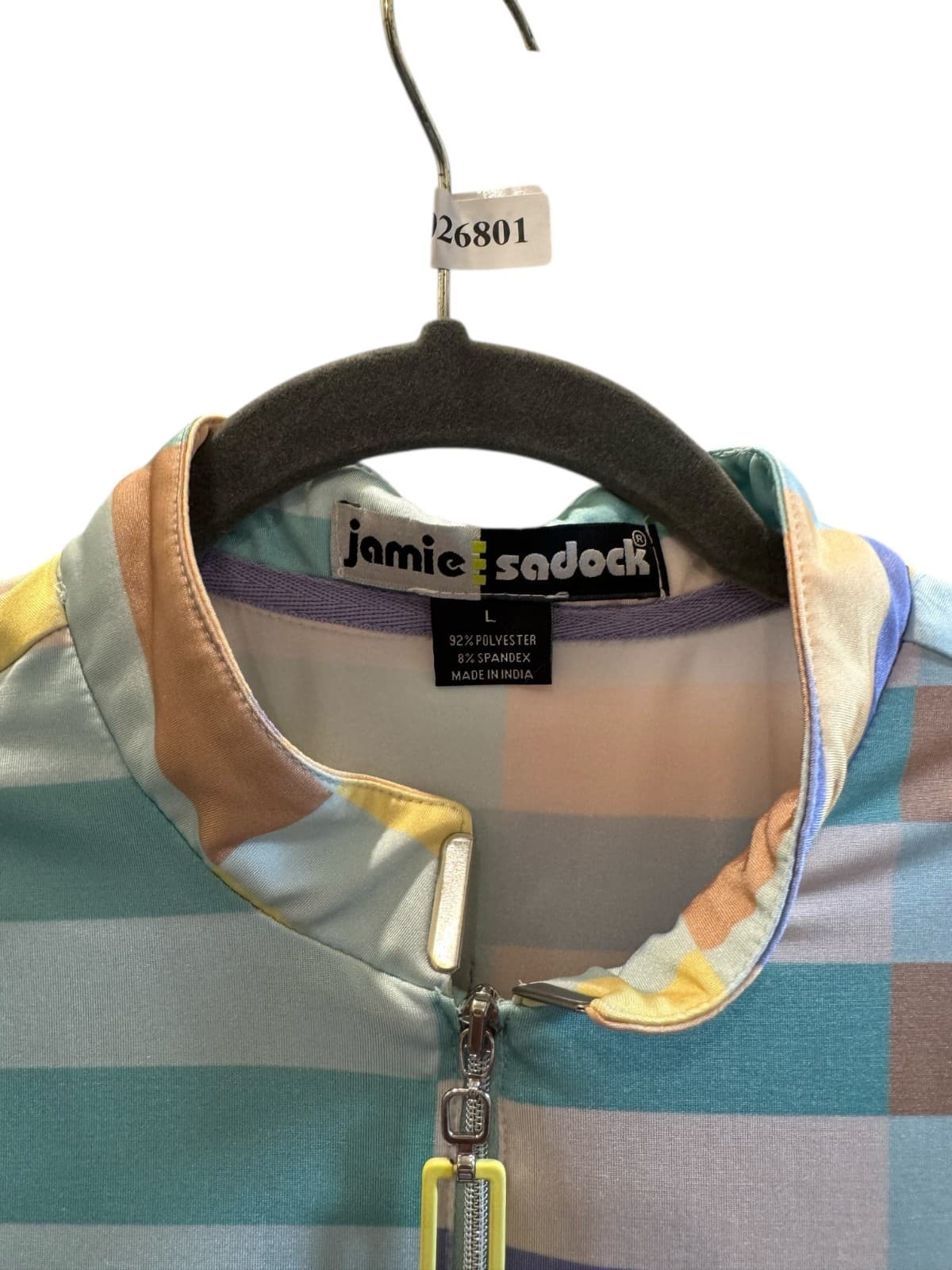 Jamie Sadock Activewear Zip Top Womens Large Golf Shirt Short Sleeve Mock Neck - Thumbnail 2