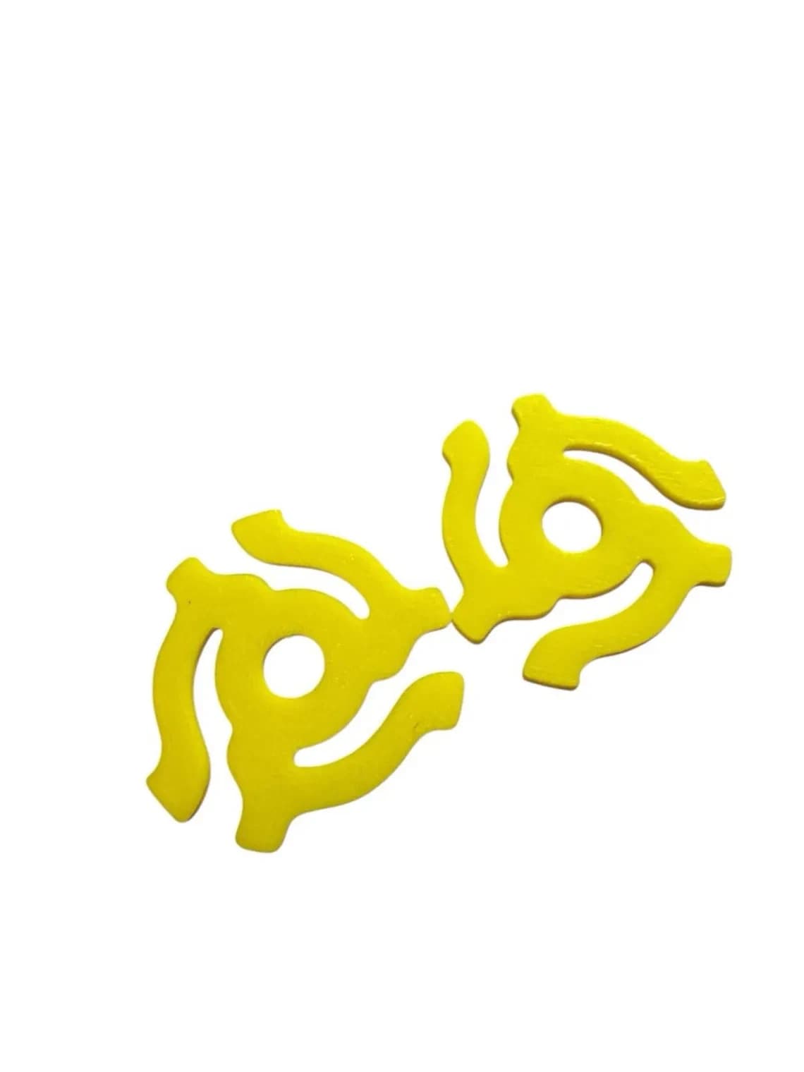 6 Snap-In Adapter Inserts for 7" 45 RPM Records Yellow Plastic - Thumbnail 2