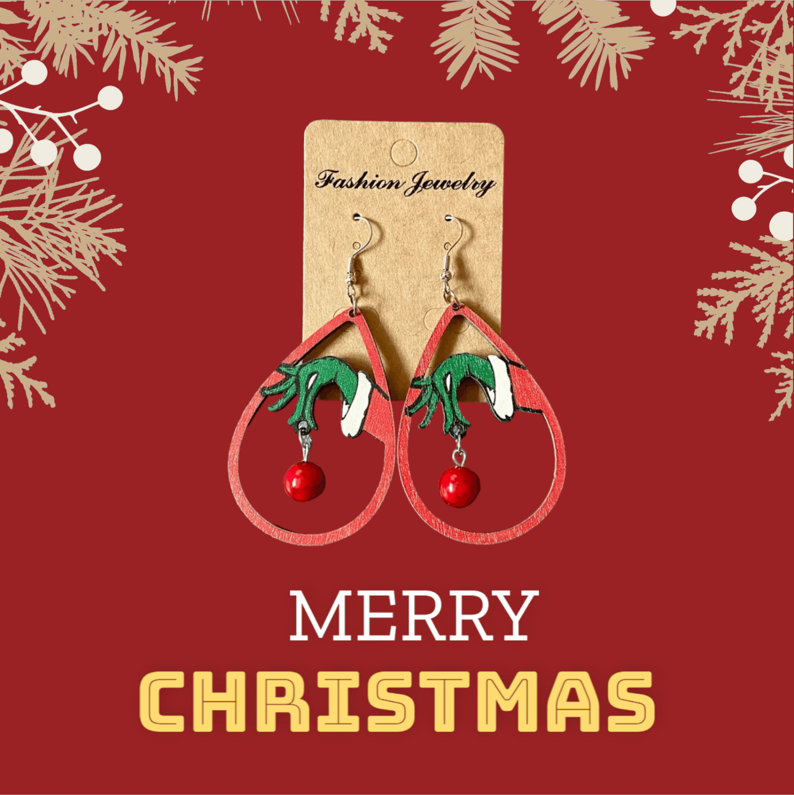 Christmas Grinch Ornament Earrings