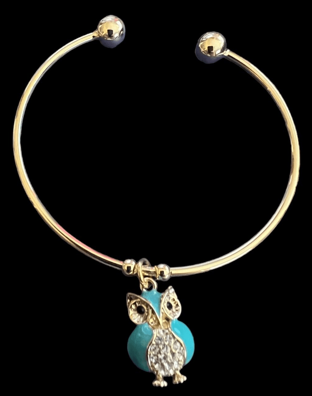 Goldtone Bracelet with Owl Charm - Thumbnail 2