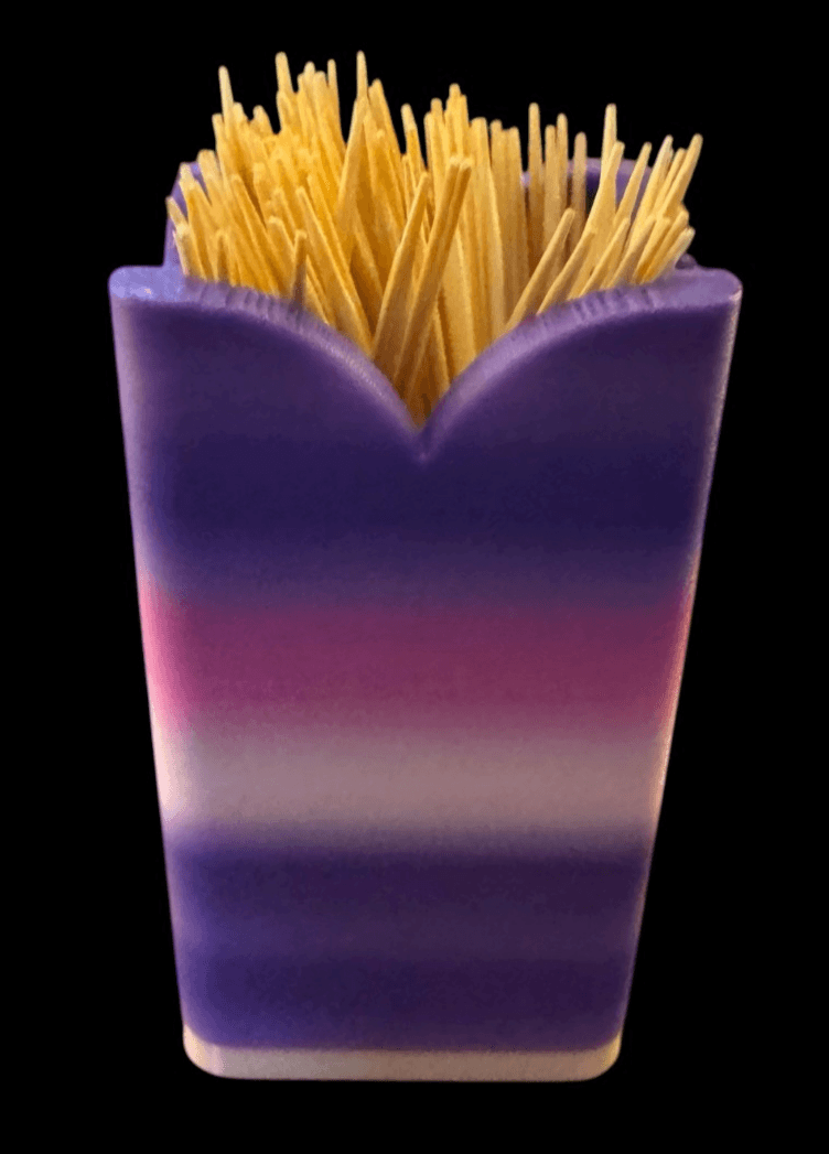 3D Printed Toothpick Holder Lavender & Pink - Thumbnail 2