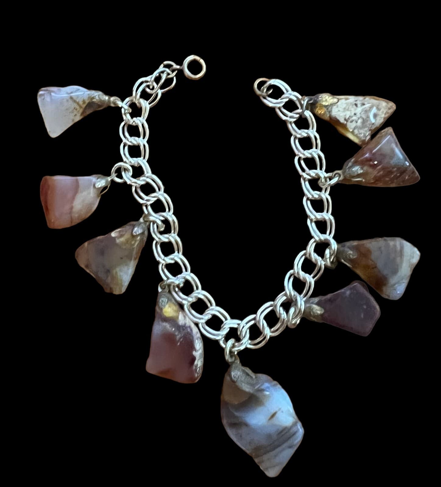 Vintage Retro 60's Style Fashion Gold Tone Stone Hand Made Jewelry Bracelet - Thumbnail 2