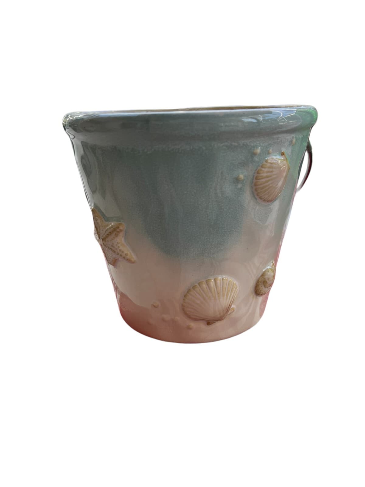 SONOMA Life + Style 'Seaside' Embossed Seashell Ceramic Glazed Bucket 5.5" Pot - Thumbnail 2