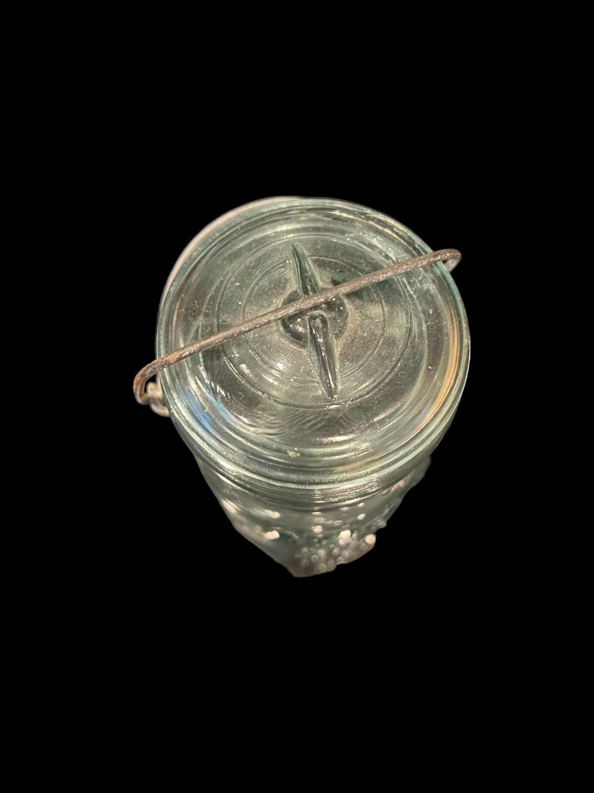 Vintage Atlas E-Z Seal 1 Pint Canning Jar with Wire Bail Lid Marked Kitchen Tool - Thumbnail 5