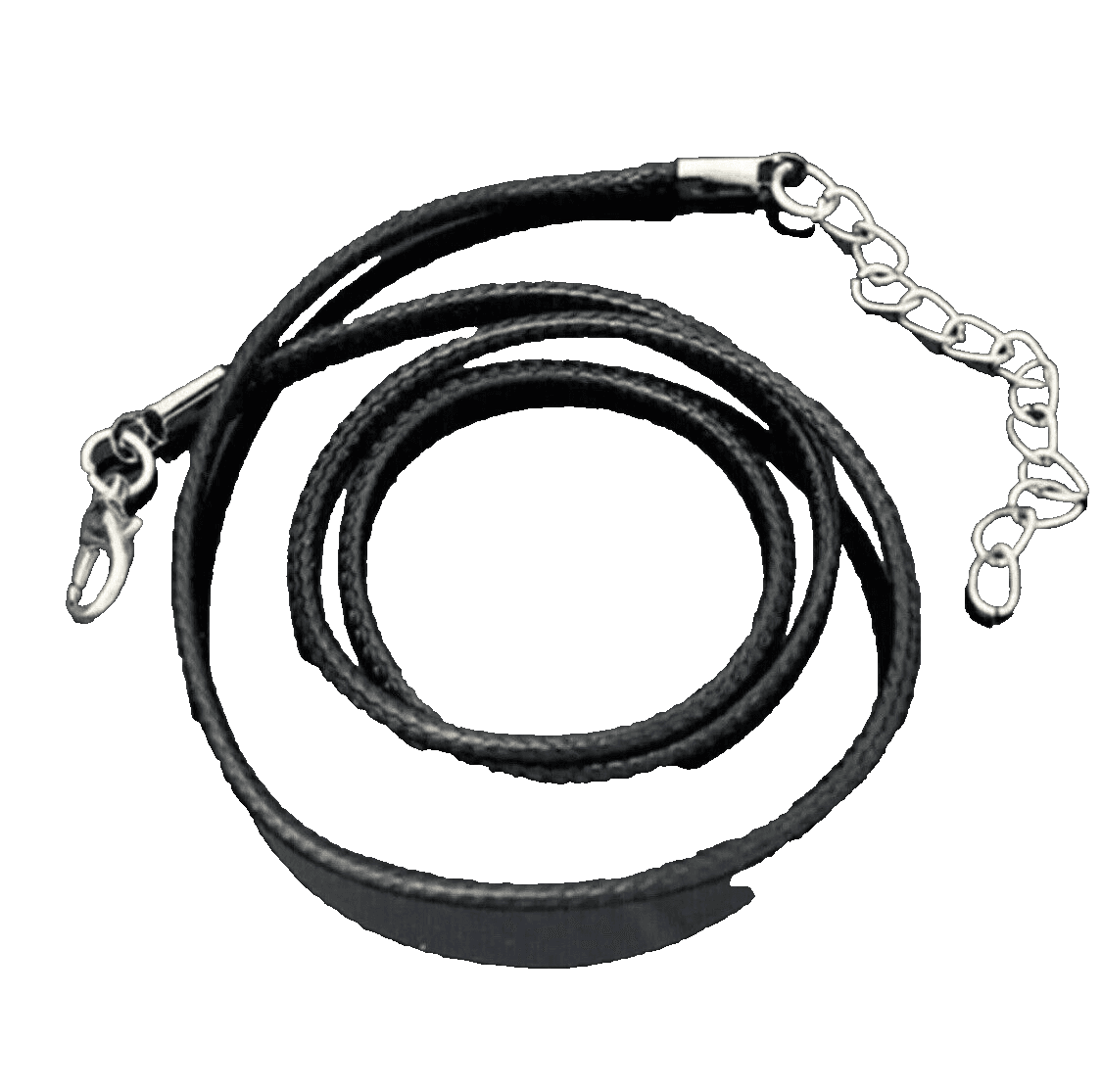 2mm Black Leather 18"Cord Necklace 2" ext Lobster Claw Clasp - Thumbnail 2
