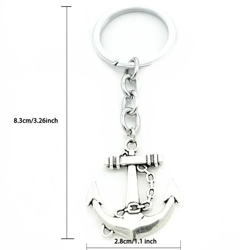 Vintage Style Silvertone Anchor Nautical Keyring Holder Veterans Navy Silvertone - Thumbnail 3