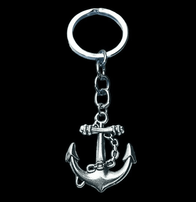 Vintage Style Silvertone Anchor Nautical Keyring Holder Veterans Navy Silvertone - Thumbnail 2