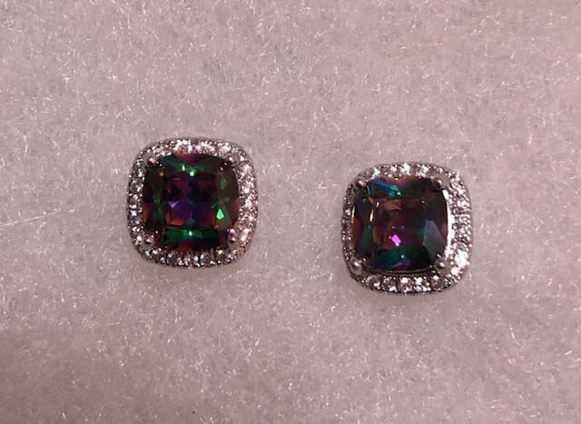 Fashion Jewelry Mystic Topaz Earrings with Crystals - Thumbnail 2