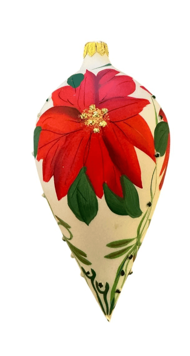 Pier 1 Imports Poinsettia Teardrop Ornament
