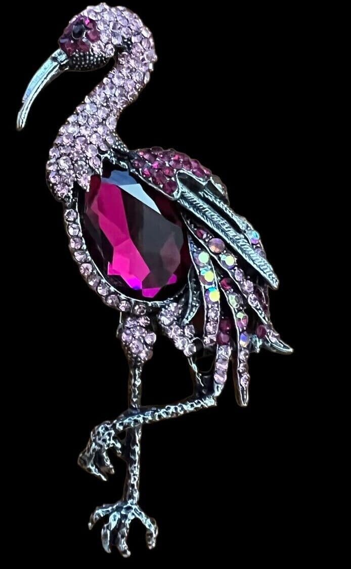 Fashion Jewelry Designer Style Flamingo Pin w/necklace hook - Thumbnail 2