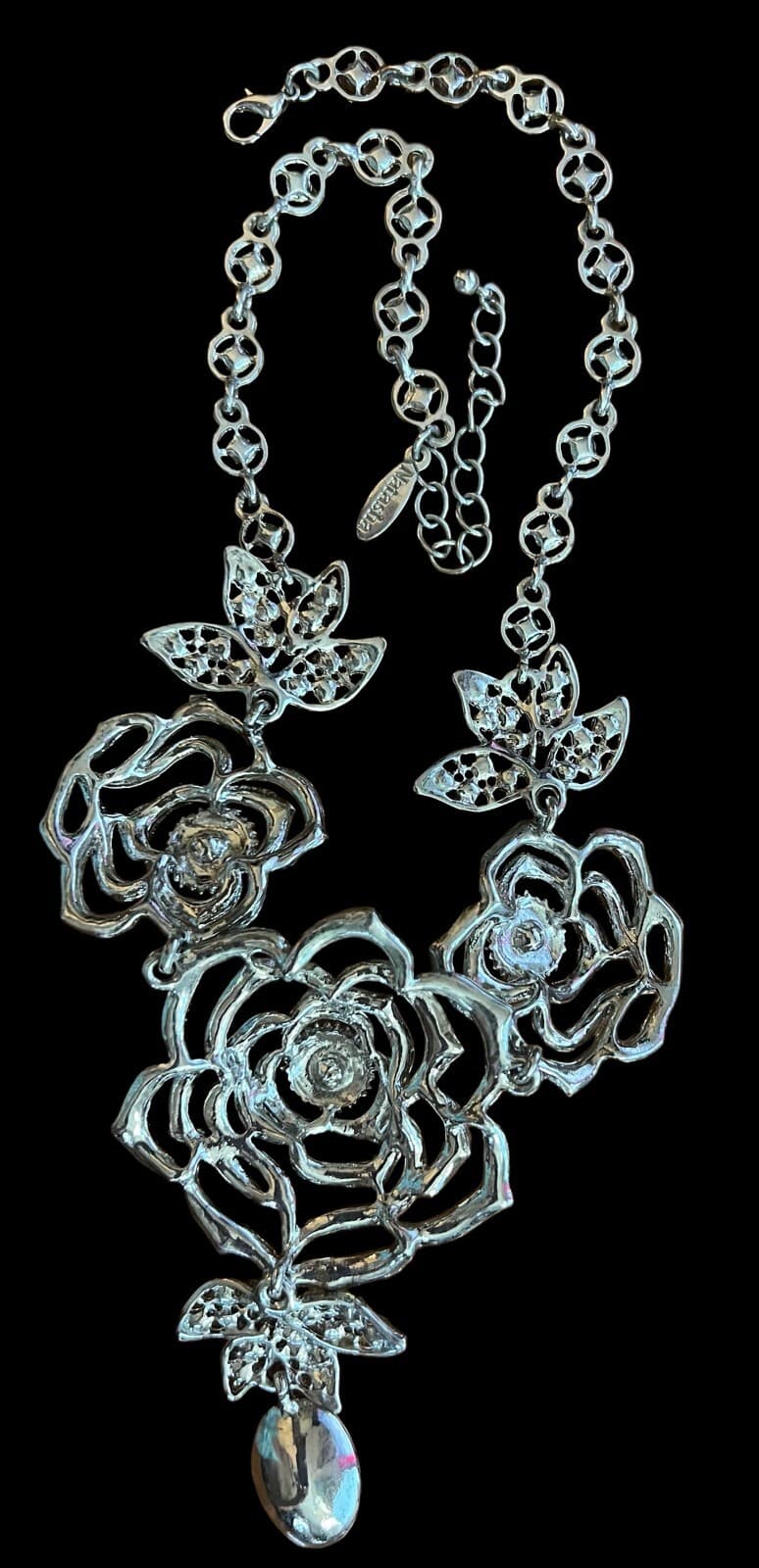 Fashion Jewelry Natashia Rose Necklace w/Aura Borealis Rhinestones - Thumbnail 3