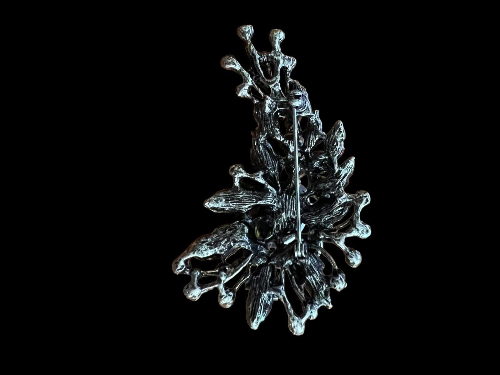 Fashion Jewelry Designer Style Flower Cluster Pin Lavender Rhinestones - Thumbnail 3