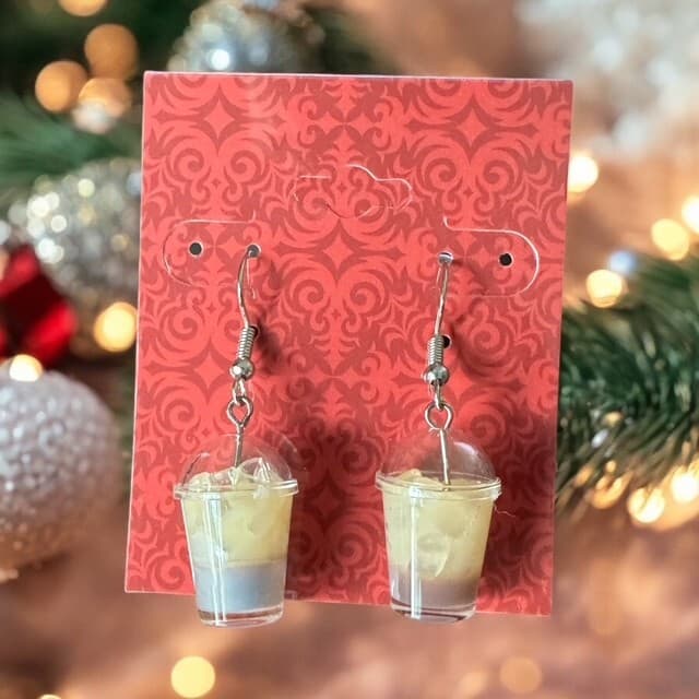 COFFEE LOVERS! Iced Latte or Coffee Cup Earrings - Thumbnail 2