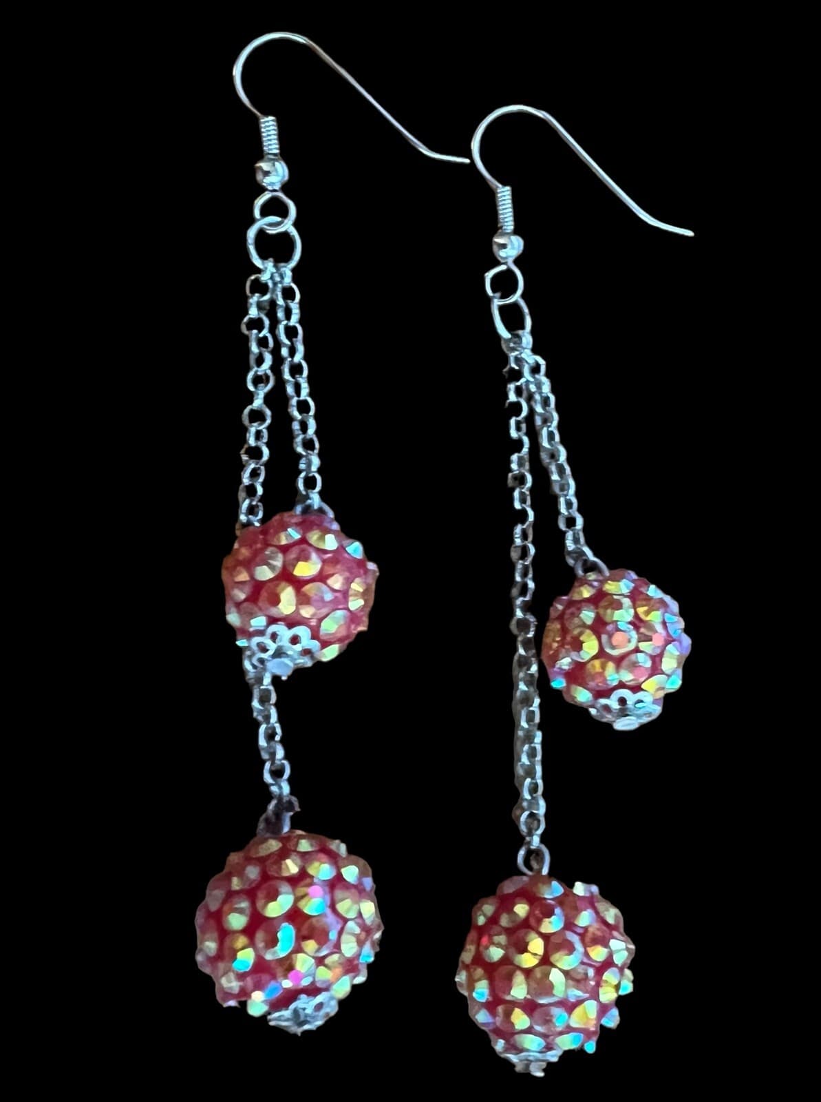 Fashion Jewelry Great for Halloween or not; Orange Stone Bangle Earrings 3" Drop - Thumbnail 2