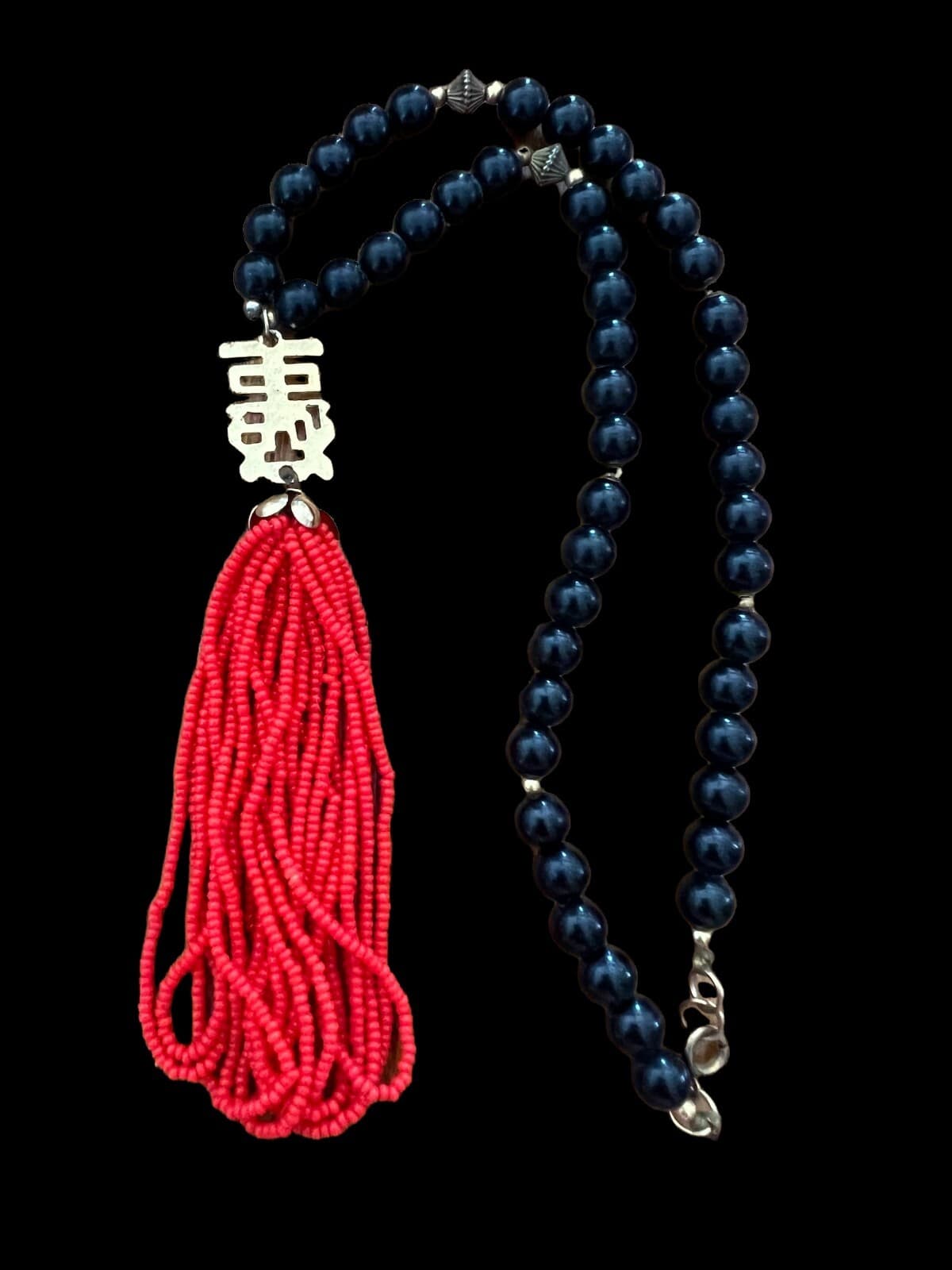 Fashion Jewelry Black Beads Acrylic with Oriental Charm - Thumbnail 2