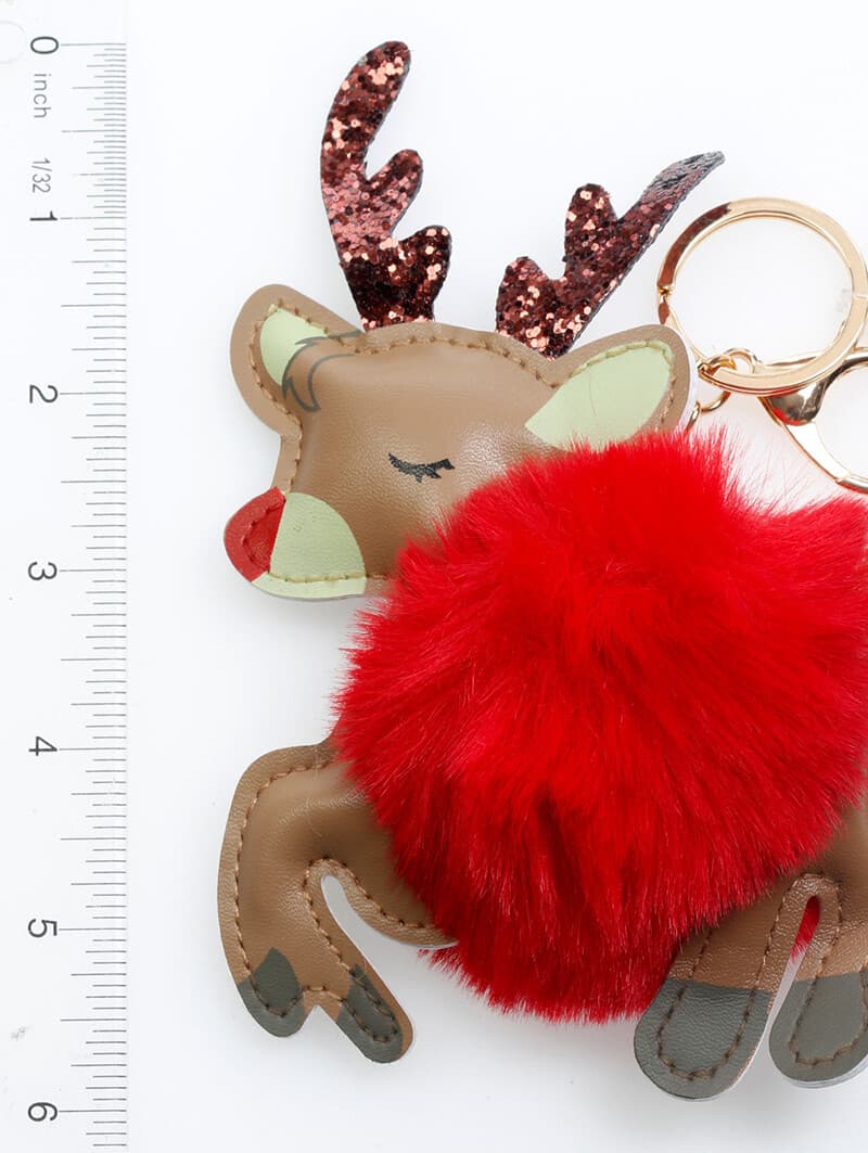 Reindeer Fuzzy/Glitter Key Chain - Thumbnail 2