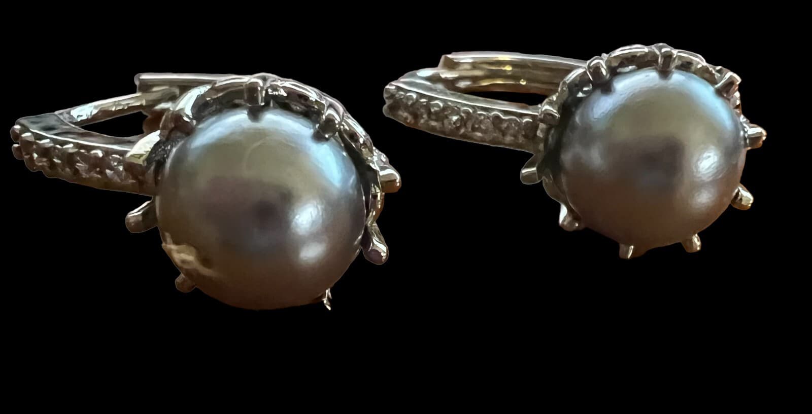 Fashion Jewelry Silvertone Gray Faux Pearl Necklace w/Earrings - Thumbnail 3
