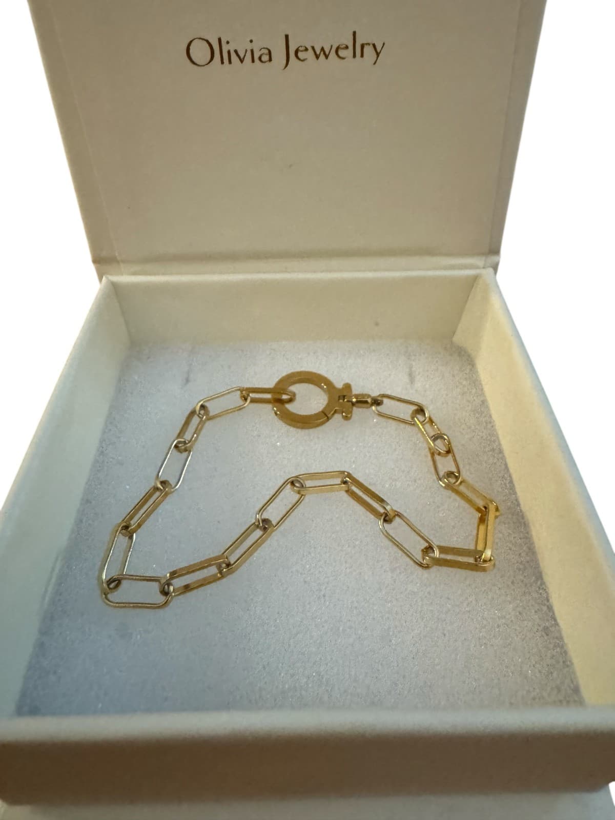 Goldtone Paper Clip Bracelet Olivia Jewelry - Thumbnail 2
