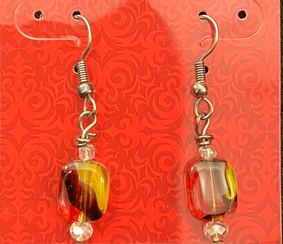 Vintage Multi Color Oblong Earrings - Thumbnail 2