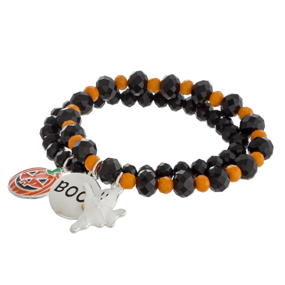 Vintage Halloween Beaded Charm Bracelet Featuring Halloween Charms 2 bangles - Thumbnail 3