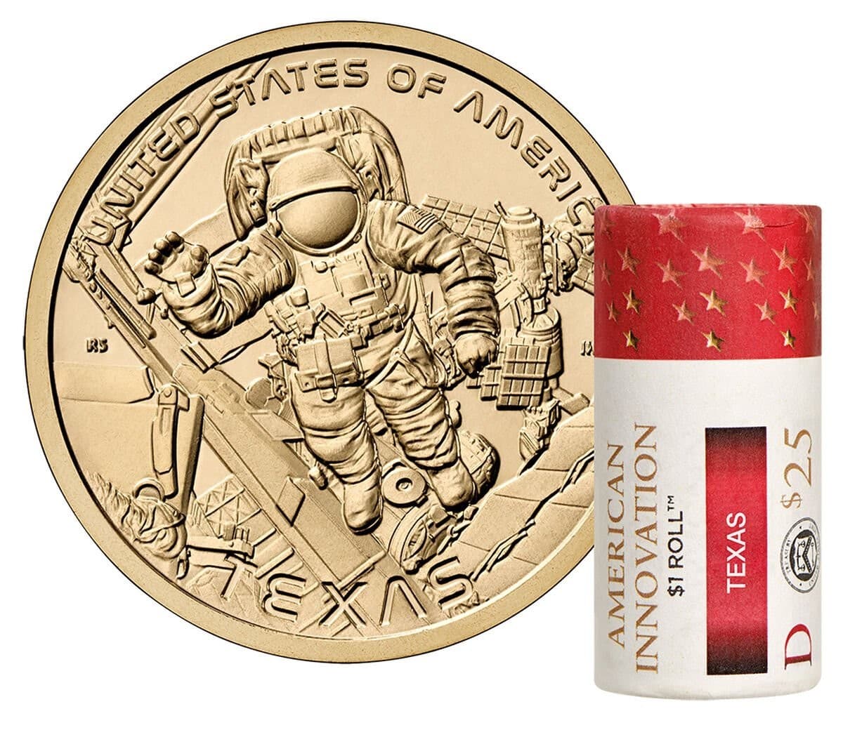 2025 D TEXAS Innovation Dollar Coin from US Mint Roll - Thumbnail 3