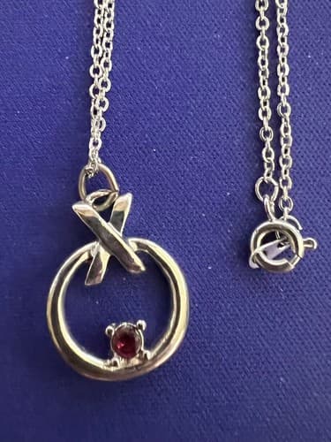 Fashion Jewelry Necklace w/Red Center Stone Pendant - Thumbnail 2