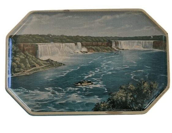Vintage Niagara Falls Riley's Toffee Tin from England Candy Container 7"
