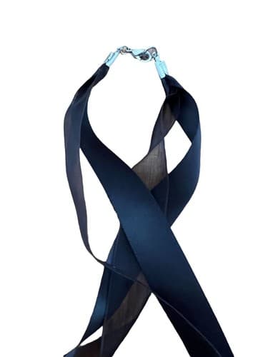 Boho 18" Black Ribbon 2-Strand Satin & Organza Ribbon for Pendants Silver Clasp - Thumbnail 2