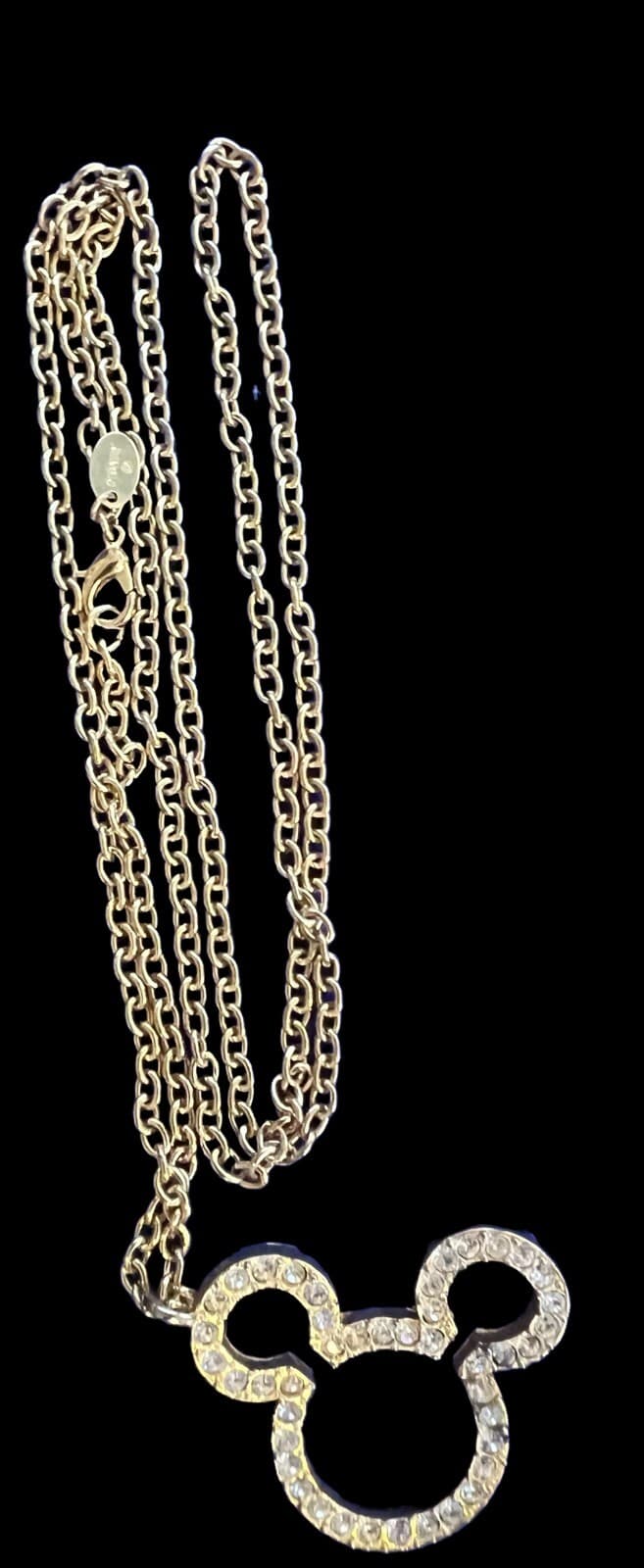 Vintage Walt Disney Mickey Mouse Pendant Necklace w/Rhinestones - Thumbnail 2