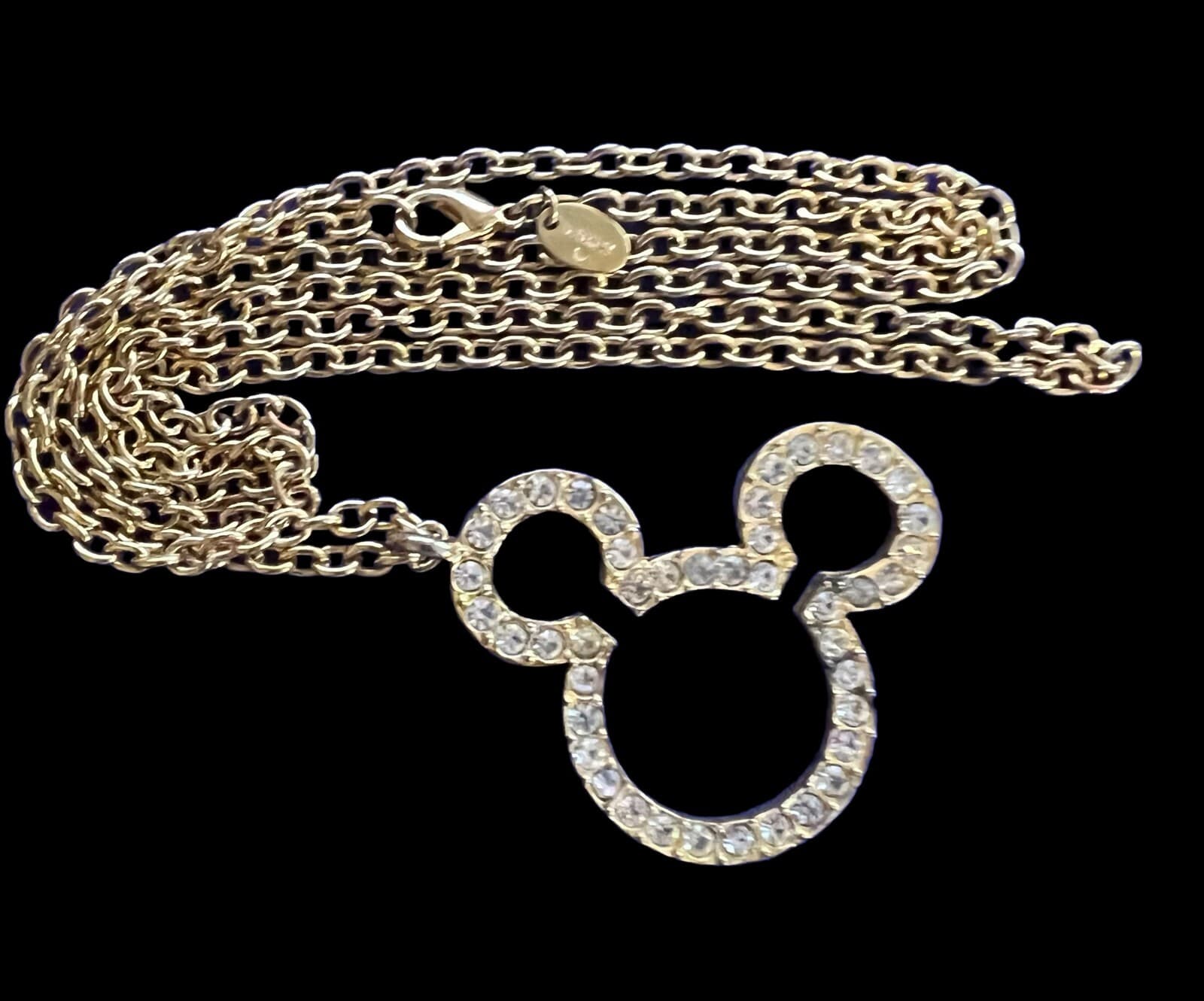 Vintage Walt Disney Mickey Mouse Pendant Necklace w/Rhinestones - Thumbnail 4