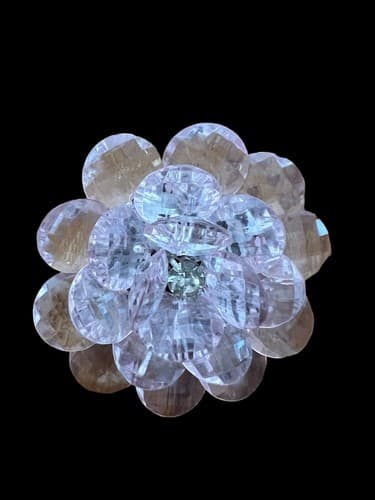 Vintage Lite Pink Costume Flower Pin - Rose Right out of the 70's - Thumbnail 2