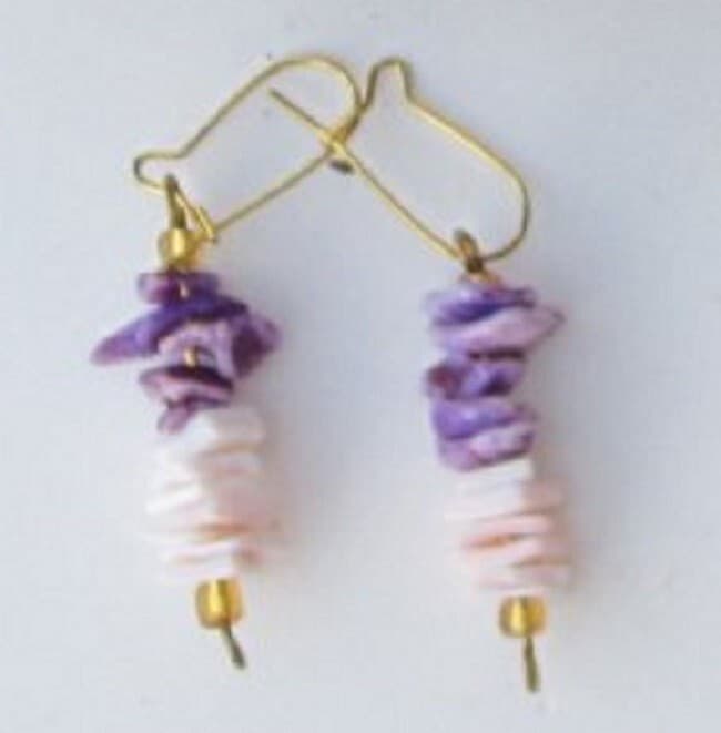 FUN! FUN! Puka Purple Shell Earrings Beach Style Lightweight-2 Pair - Thumbnail 3