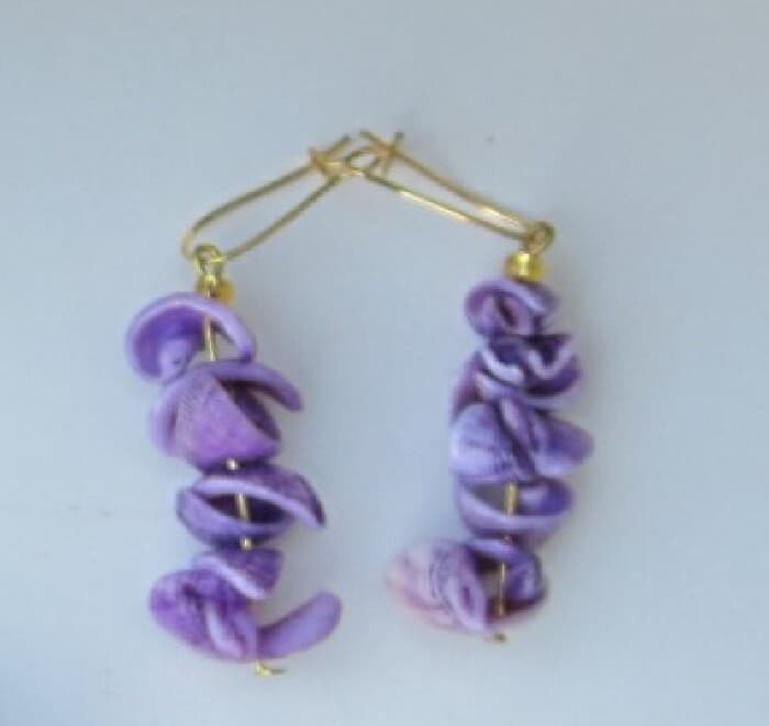 FUN! FUN! Puka Purple Shell Earrings Beach Style Lightweight-2 Pair - Thumbnail 2