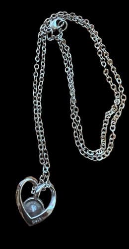 Sterling Silver Open Heart with CZ Sterling Necklace 16" - Thumbnail 3