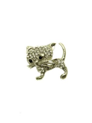 Fashion JewelryCrystal Cat Pin 1" - Thumbnail 2